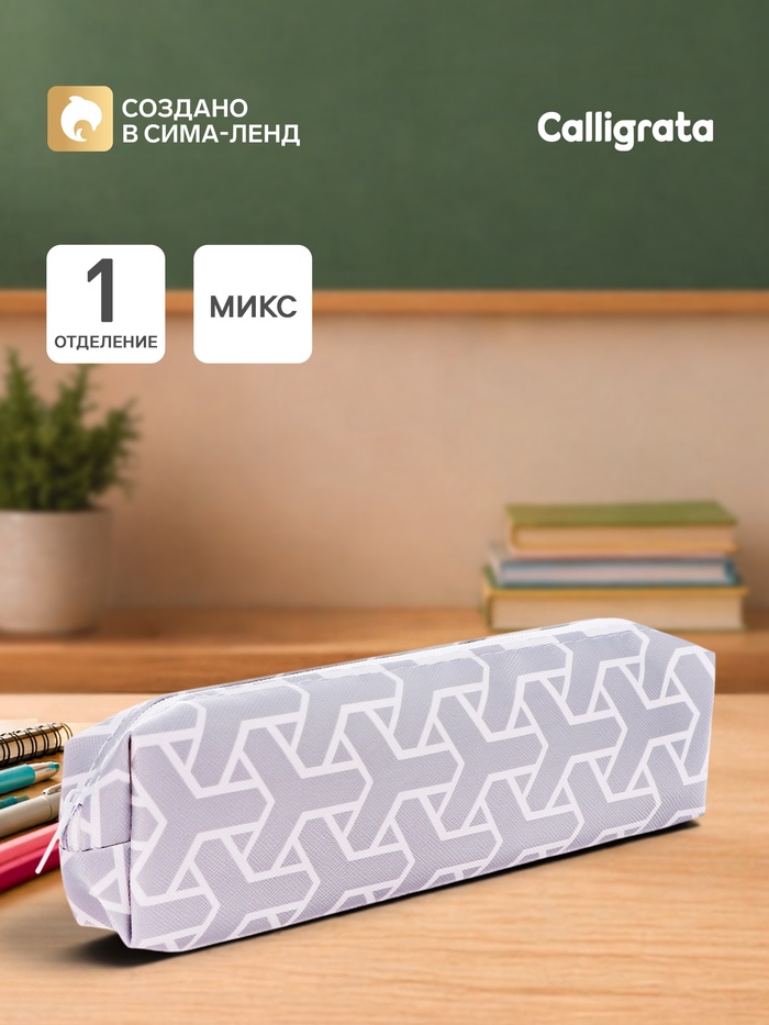 Пенал школьный Calligrata «Графика», на молнии, 1 отделение, с принтом, МИКС - Фото 1