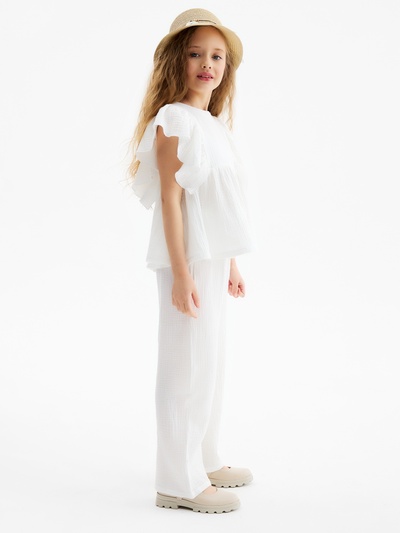 Комплект для девочки (блузка и брюки) MINAKU, белый, рост 158 см