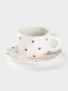 Чайная пара Доляна «Любовь», чашка 320 мл, блюдце d=16 см, ручная роспись, керамика, белая - Фото 1