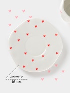 Чайная пара Доляна «Любовь», чашка 320 мл, блюдце d=16 см, ручная роспись, керамика, белая - Фото 3