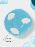 Чайная пара Доляна «Облако», 320 мл, блюдце d=16 см, ручная роспись, керамика, голубая - Фото 3