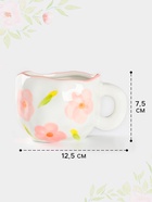 Чайная пара Доляна «Дивный сад», чашка 330 мл, блюдце d=16 см, ручная роспись, керамика, белая - Фото 2