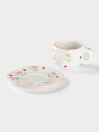 Чайная пара Доляна «Цветочная аллея», чашка 310 мл, блюдце d=16 см, ручная роспись, керамика, белая - Фото 4