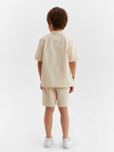Комплект (рубашка и шорты) для мальчика MINAKU, бежевый, рост 134 см