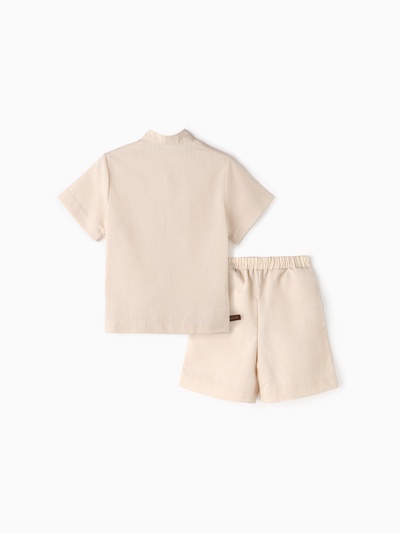 Комплект (рубашка и шорты) для мальчика MINAKU, бежевый, рост 134 см