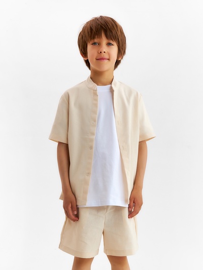 Комплект (рубашка и шорты) для мальчика MINAKU, бежевый, рост 152 см