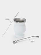 Калабас и бомбилья для приготовления чая Мате, 240 мл, с щёткой для чистки, нержавеющая сталь, белые - Фото 2