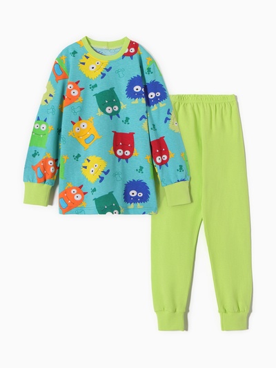 Пижама для мальчика «Монстры», голубая, рост 104 см