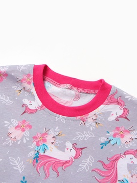 Пижама для девочки «Единорог», серая, рост 98 см