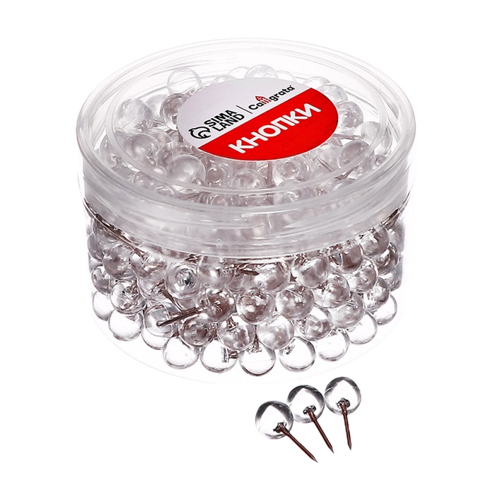 Кнопки силовые ШАРИКИ прозрачные с иголкой-розовое золото 300 штук в банке - Фото 1