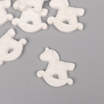 Декор для творчества полистоун «Лошадка-качалка», белый, набор 6 шт., 3×3 см