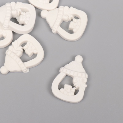 Декор для творчества полистоун «Бутылочка с паровозиком», белый, набор 6 шт., 2×3 см