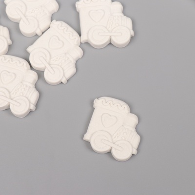 Декор для творчества полистоун «Паровозик», белый, набор 6 шт., 3×2.8 см