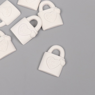 Декор для творчества полистоун «Замочек с сердечком», белый, набор 6 шт., 2×3 см