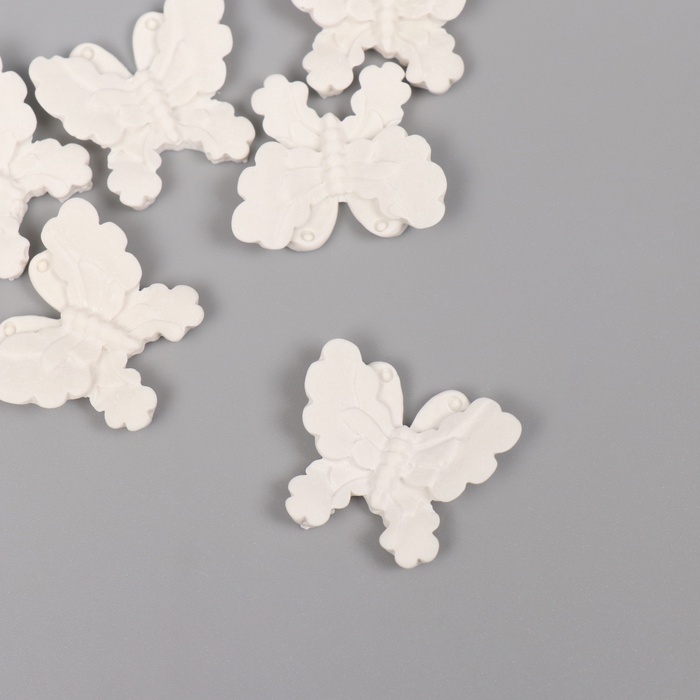 Декор для творчества полистоун «Бабочки», белый, набор 6 шт., 2.7×2.5 см