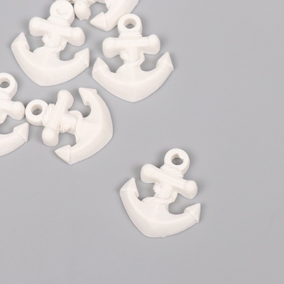 Декор для творчества полистоун «Якорь», белый, набор 6 шт., 2.8×3.2 см