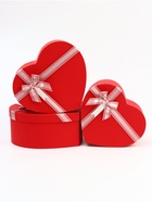 Набор подарочных коробок сердце 3 в 1, красный матовый, 31×27×13.3; 28×25×11.7; 26×23×10.3 см - Фото 2