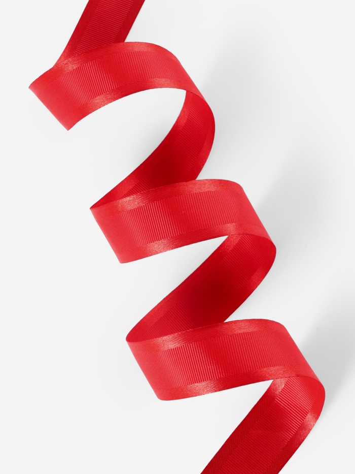 Лента декоративная, репсовая/атласная, 25 мм, 9.1 ± 0.5 м, красная №26 - Фото 1