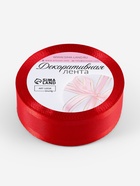 Лента декоративная, репсовая/атласная, 25 мм, 9.1 ± 0.5 м, красная №26 - Фото 3