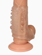 Насадка на пенис с эрекционным кольцом, гелевый силикон, стимулирующая, рельеф А, прозрачная - Фото 3