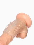 Насадка на пенис с эрекционным кольцом, гелевый силикон, стимулирующая, рельеф А, прозрачная - Фото 5