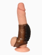 Насадка на пенис с эрекционным кольцом, гелевый силикон, стимулирующая, рельеф А, черная - Фото 2