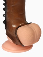 Насадка на пенис с эрекционным кольцом, гелевый силикон, стимулирующая, рельеф А, черная - Фото 4