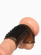 Насадка на пенис с эрекционным кольцом, гелевый силикон, стимулирующая, рельеф А, черная - Фото 5
