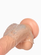 Насадка на пенис с эрекционным кольцом, гелевый силикон, стимулирующая, рельеф В, прозрачная - Фото 5