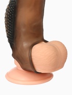 Насадка на пенис с эрекционным кольцом, гелевый силикон, стимулирующая, рельеф B, черная - Фото 4