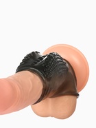 Насадка на пенис с эрекционным кольцом, гелевый силикон, стимулирующая, рельеф B, черная - Фото 5
