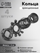 Кольцо эрекционное «Box C», набор 4 шт., гелевый силикон, черный - Фото 2