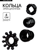 Кольцо эрекционное «Box C», набор 4 шт., гелевый силикон, черный - Фото 1