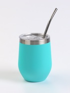 Калабас и бомбилья для приготовления чая Мате, 350 мл, с щёткой для чистки, нержавеющая сталь, мятные - фото 34470579