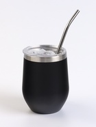 Калабас и бомбилья для приготовления чая Мате, 350 мл, с щёткой для чистки, нержавеющая сталь, чёрные 10785134