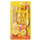 Набор канцелярский Calligrata 9 предметов, 4 чернографитных карандаша, точилка, ластик, линейка, ручка, насадка-тренажер, жёлтый - Фото 1