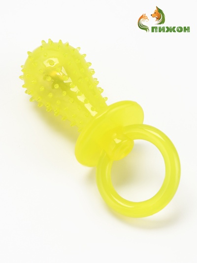 Игрушка жевательная «Соска» прозрачная, PP, 9.5 см, жёлтая