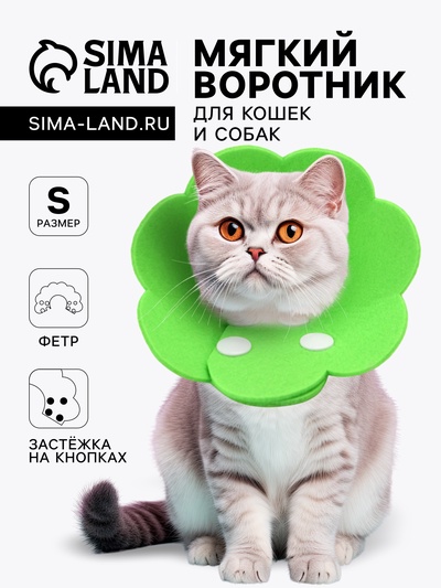 Ветеринарный воротник из фетра «Ромашка», размер S, зелёный
