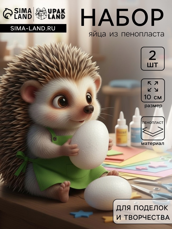 Набор заготовок из пенопласта, Яйцо, 10 см, 2 шт. - Фото 1