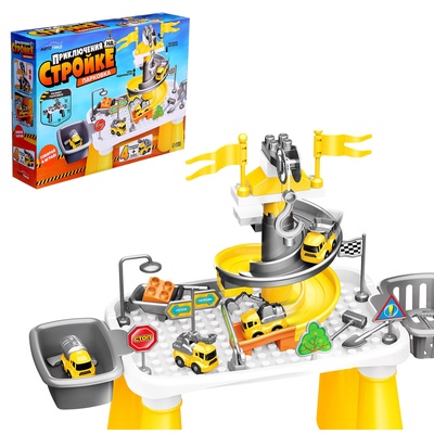 УЦЕНКА Интерактивный набор-парковка «Приключения на стройке», 4 машинки в наборе, подвижные элементы, аксессуары