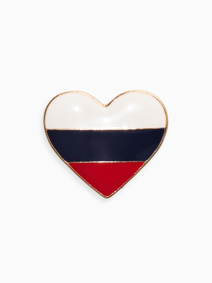 Значок «Россия» в сердце, цветной в серебре - Фото 1