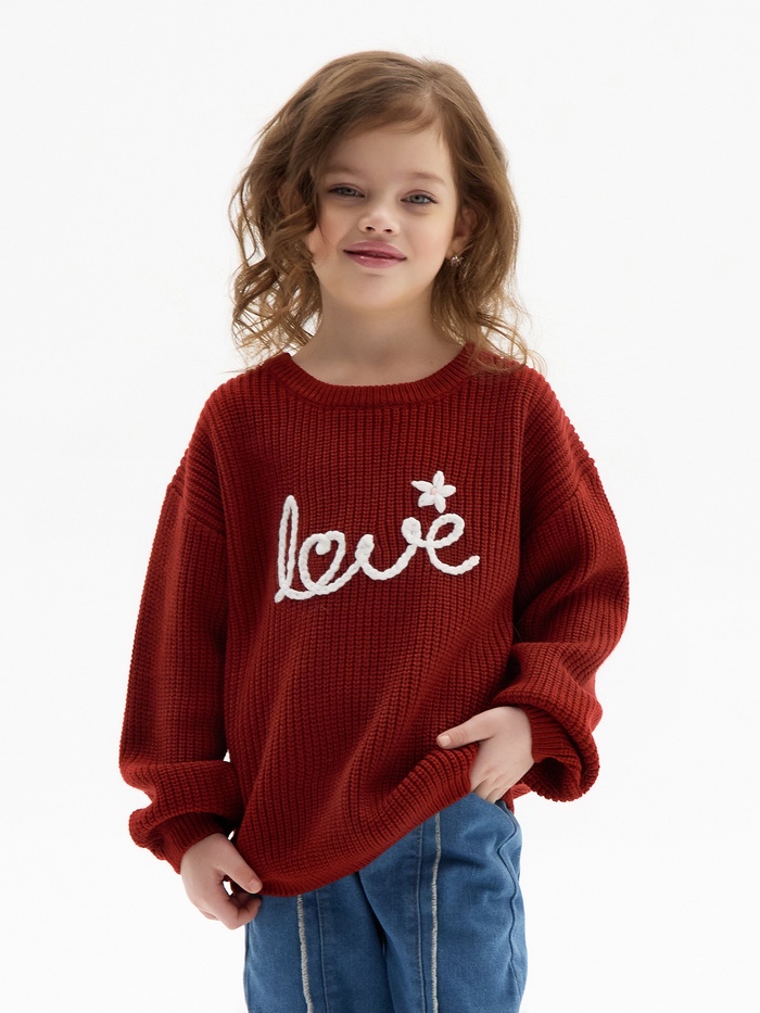 Джемпер детский KAFTAN Love р.30 (98-104 см), красный - Фото 1