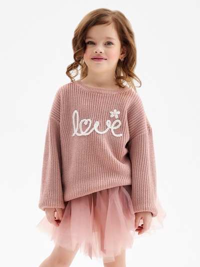 Джемпер для девочки KAFTAN: Love, розовый, размер 34 (122-128 см)