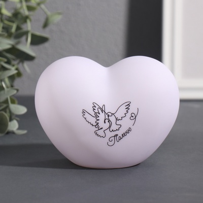Фигурка светящаяся RISALUX «Сердце. Голуби», LED-ночник, 3хLR44, 8×11×7 см