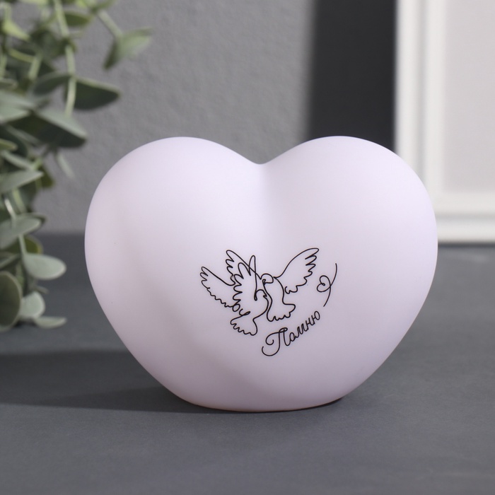 Фигурка светящаяся RISALUX «Сердце. Голуби», LED-ночник, 3хLR44, 8×11×7 см - Фото 1