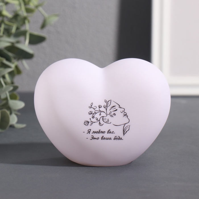 Фигурка светящаяся RISALUX «Сердце. Портрет», LED-ночник, 3хLR44, 8×11×7 см - Фото 1