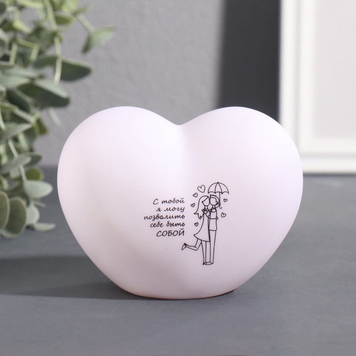 Фигурка светящаяся RISALUX «Сердце. Пара», LED-ночник, 3хLR44, 8×11×7 см - Фото 1