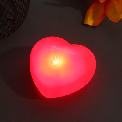 Фигурка световая RISALUX «Сердце. Наша любовь», LED-ночник, 2хLR44, 7×7×3.5 см