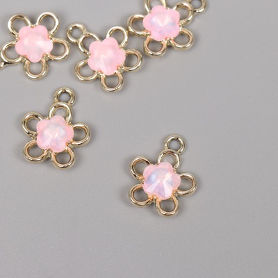 Декор для творчества металл «Цветок», золото, розовый, 1.8×1.5×0.5 см