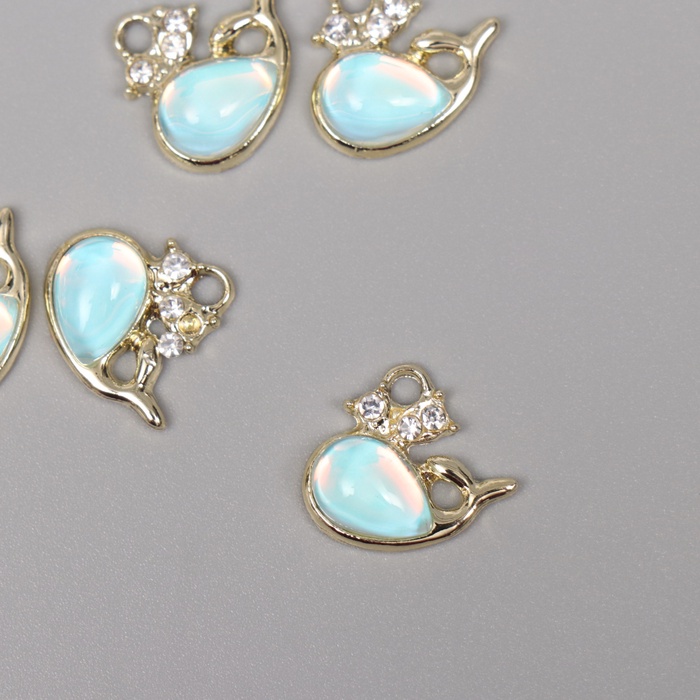 Декор для творчества металл, стразы «Кит», золото, 1.5×1.6×0.5 см